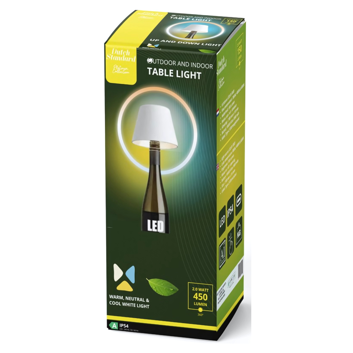 Aura – Tafellamp – Flessenlamp - Oplaadbaar – Voor Binnen & Buiten – Wit