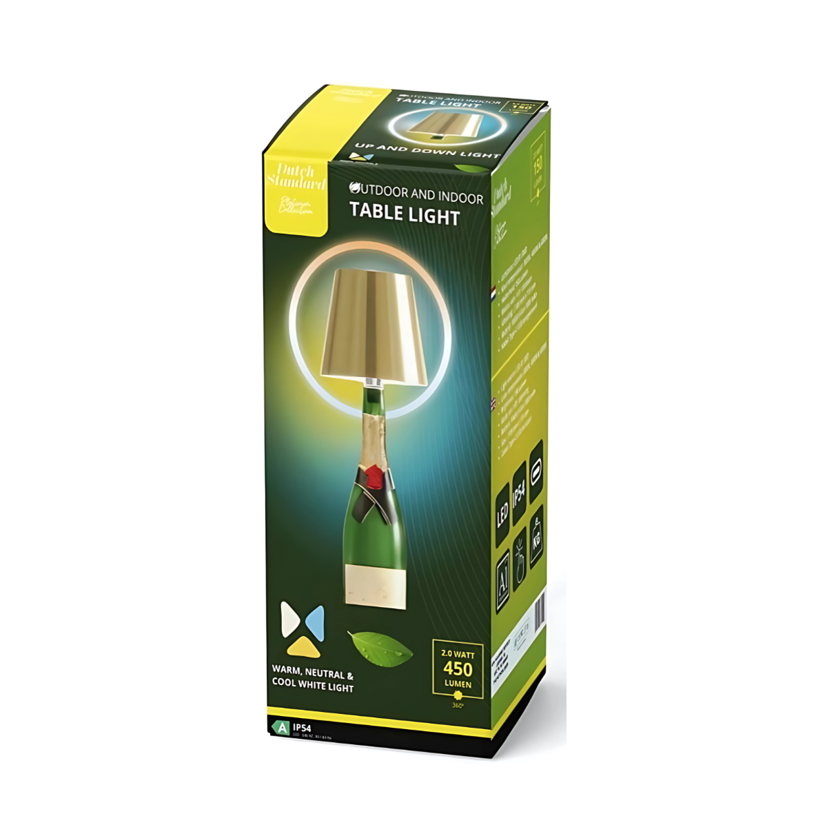Aura – Tafellamp – Flessenlamp - Oplaadbaar – Voor Binnen & Buiten – Goud