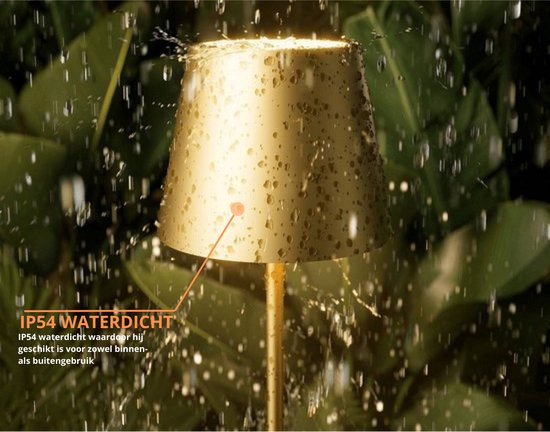 Sven – Tafellamp – Oplaadbaar – Voor Binnen & Buiten – 36 cm – Goud