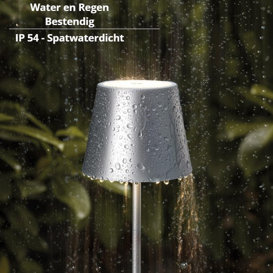 Sven – Tafellamp – Oplaadbaar – Voor Binnen & Buiten – 36 cm – Zilver