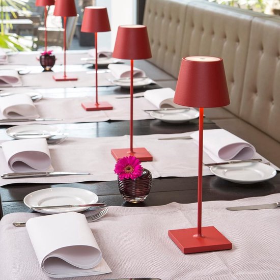 Sven – Tafellamp – Oplaadbaar – Voor Binnen & Buiten – 36 cm – Rood