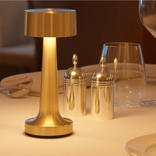 Romy – Tafellamp – Oplaadbaar – Voor Binnen & Buiten – 21 cm – Goud