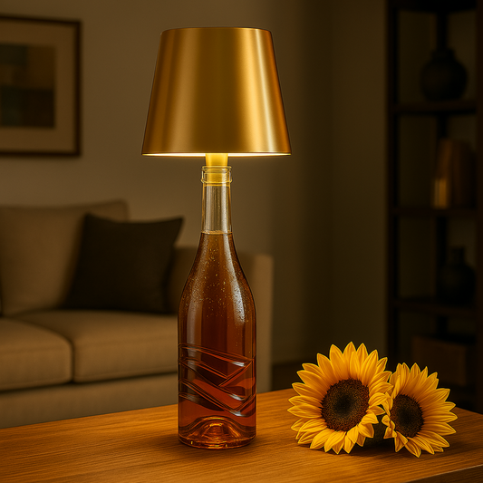 Aura – Tafellamp – Flessenlamp - Oplaadbaar – Voor Binnen & Buiten – Goud