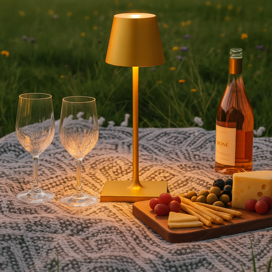 Sven – Tafellamp – Oplaadbaar – Voor Binnen & Buiten – 36 cm – Goud - Enkel Stuks