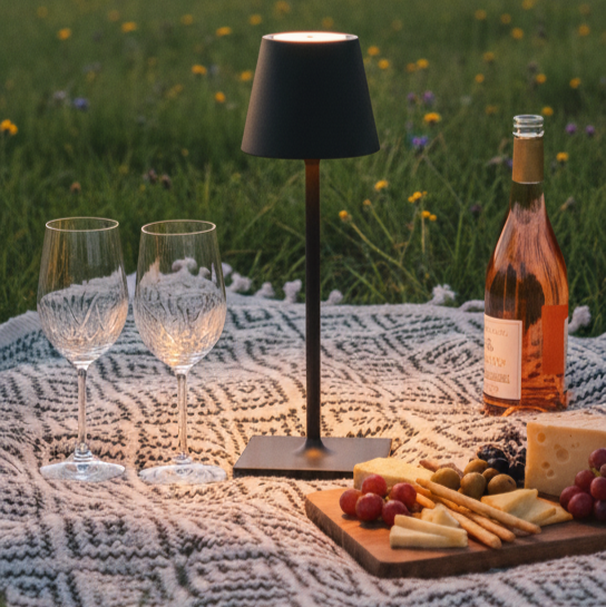 Sven – Tafellamp – Oplaadbaar – Voor Binnen & Buiten – 36 cm – Zwart - Enkel Stuks