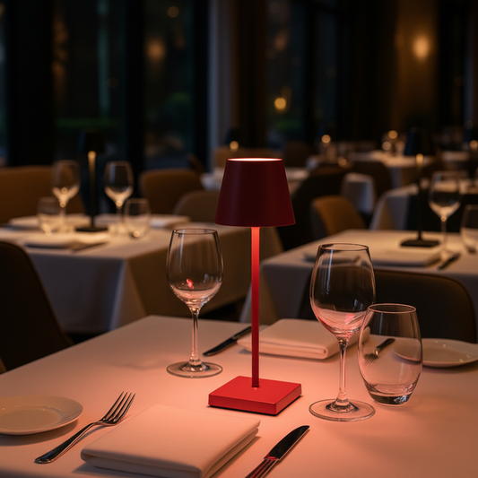 Sven – Tafellamp – Oplaadbaar – Voor Binnen & Buiten – 36 cm – Rood - Enkel stuk