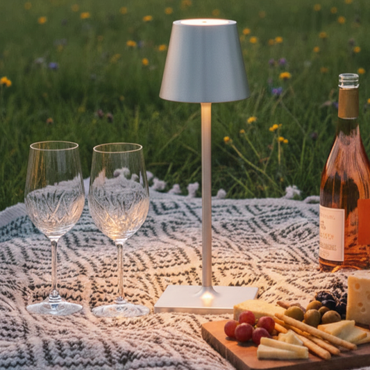 Sven – Tafellamp – Oplaadbaar – Voor Binnen & Buiten – 36 cm – Zilver - 2 Stuks