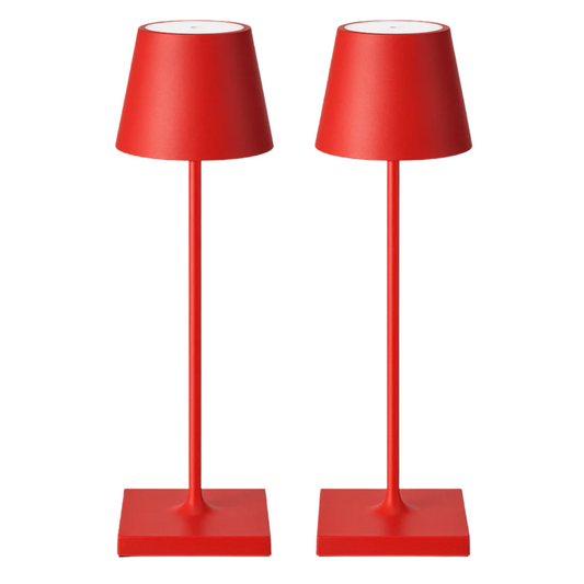 Sven – Tafellamp – Oplaadbaar – Voor Binnen & Buiten – 36 cm – Rood - 2 Stuks
