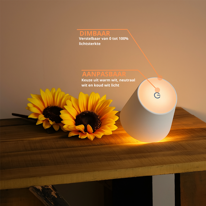 Aura – Tafellamp – Flessenlamp - Oplaadbaar – Voor Binnen & Buiten – Wit