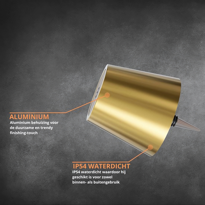 Aura – Tafellamp – Flessenlamp - Oplaadbaar – Voor Binnen & Buiten – Goud