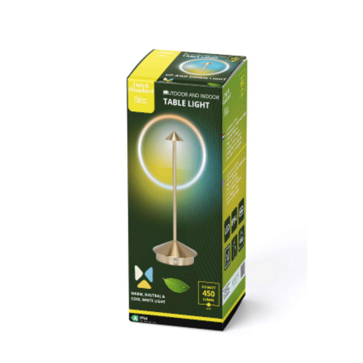 Finn – Tafellamp – Oplaadbaar – Voor Binnen & Buiten – 29 cm – Goud