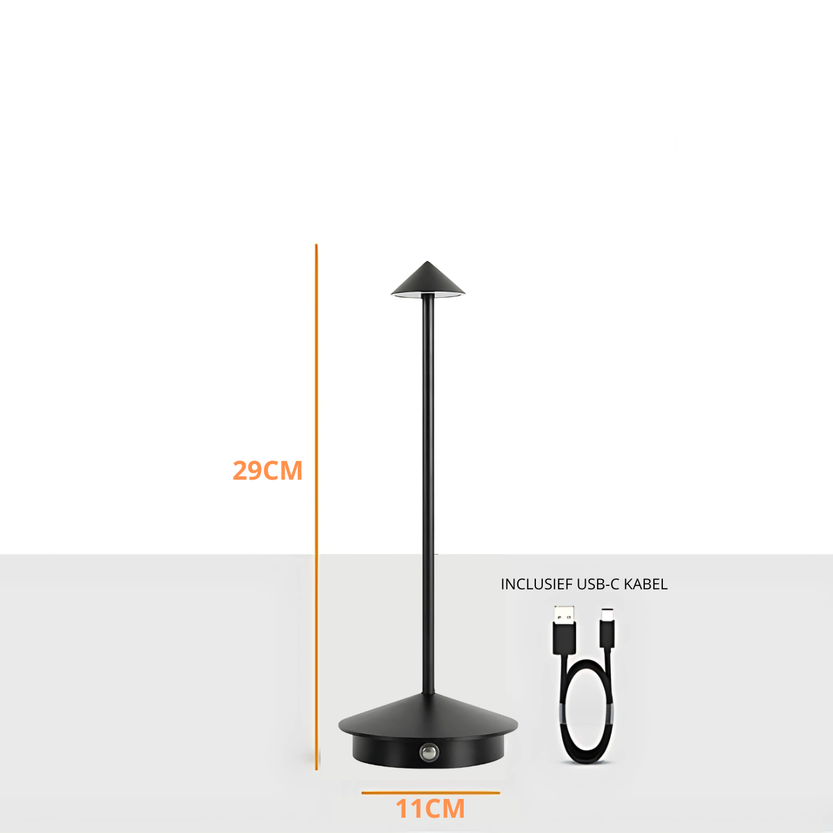 Finn – Tafellamp – Oplaadbaar – Voor Binnen & Buiten – 29 cm – Zwart -