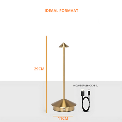 Finn – Tafellamp – Oplaadbaar – Voor Binnen & Buiten – 29 cm – Goud
