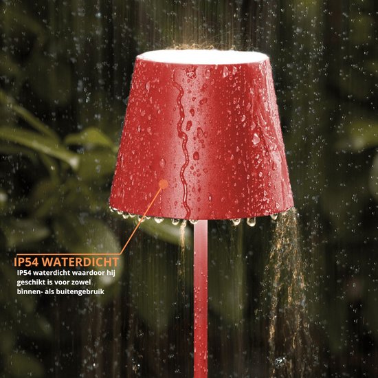 Sven – Tafellamp – Oplaadbaar – Voor Binnen & Buiten – 36 cm – Rood