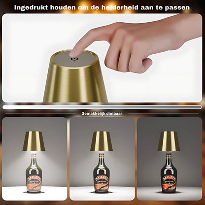 Aura – Tafellamp – Flessenlamp - Oplaadbaar – Voor Binnen & Buiten – Goud