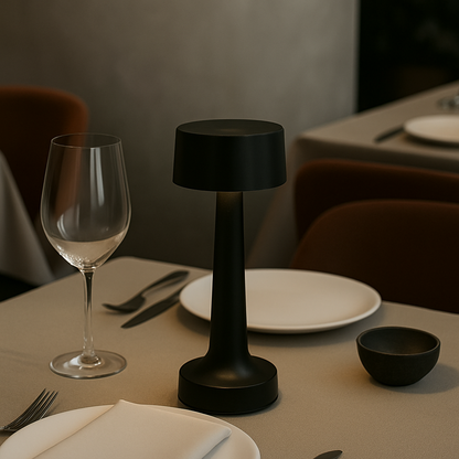 Romy – Tafellamp – Oplaadbaar – Voor Binnen & Buiten – 21 cm – Zwart - 2 Stuks