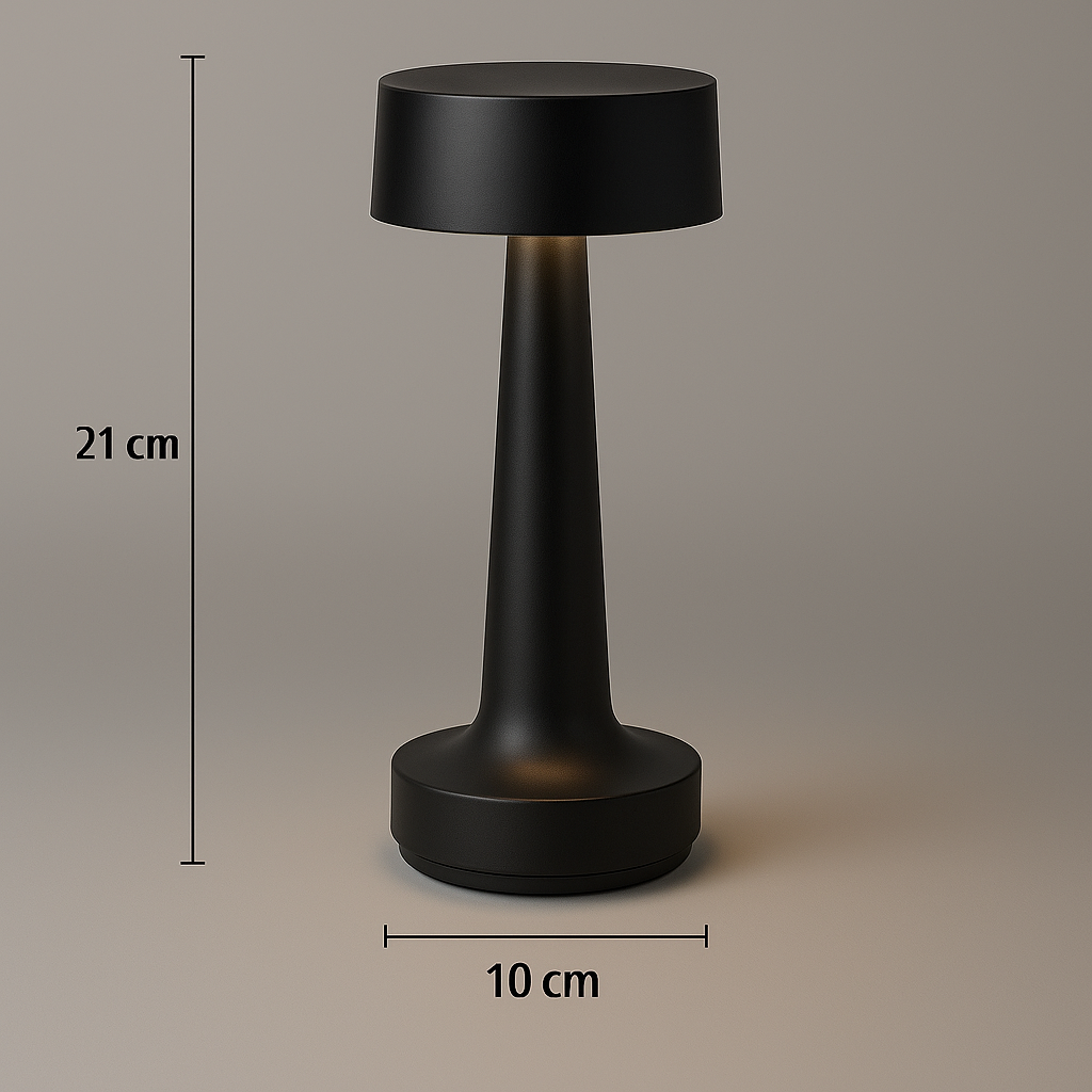 Romy – Tafellamp – Oplaadbaar – Voor Binnen & Buiten – 21 cm – Zwart - 2 Stuks