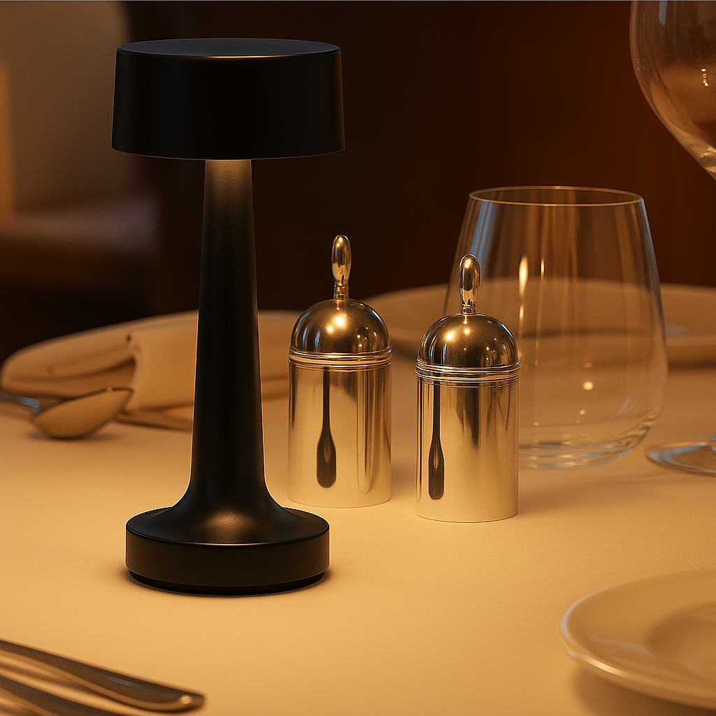 Romy – Tafellamp – Oplaadbaar – Voor Binnen & Buiten – 21 cm – Zwart - 2 Stuks