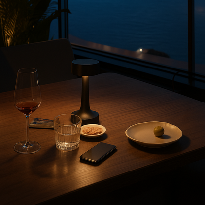 Romy – Tafellamp – Oplaadbaar – Voor Binnen & Buiten – 21 cm – Zwart - 2 Stuks