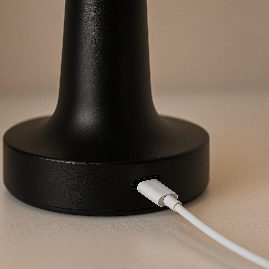 Romy – Tafellamp – Oplaadbaar – Voor Binnen & Buiten – 21 cm – Zwart - 2 Stuks