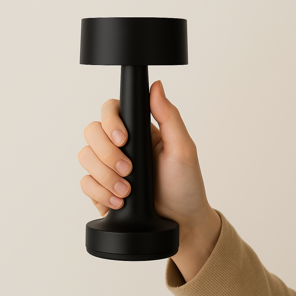 Romy – Tafellamp – Oplaadbaar – Voor Binnen & Buiten – 21 cm – Zwart - 2 Stuks