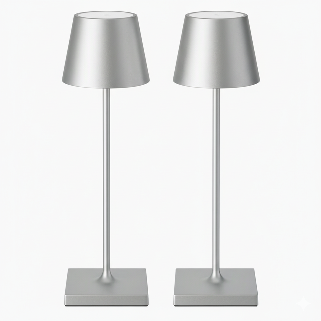 Sven – Tafellamp – Oplaadbaar – Voor Binnen & Buiten – 36 cm – Zilver