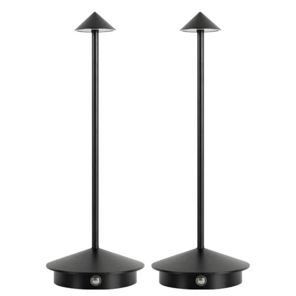 Finn – Tafellamp – Oplaadbaar – Voor Binnen & Buiten – 29 cm – Zwart - 2 Stuks