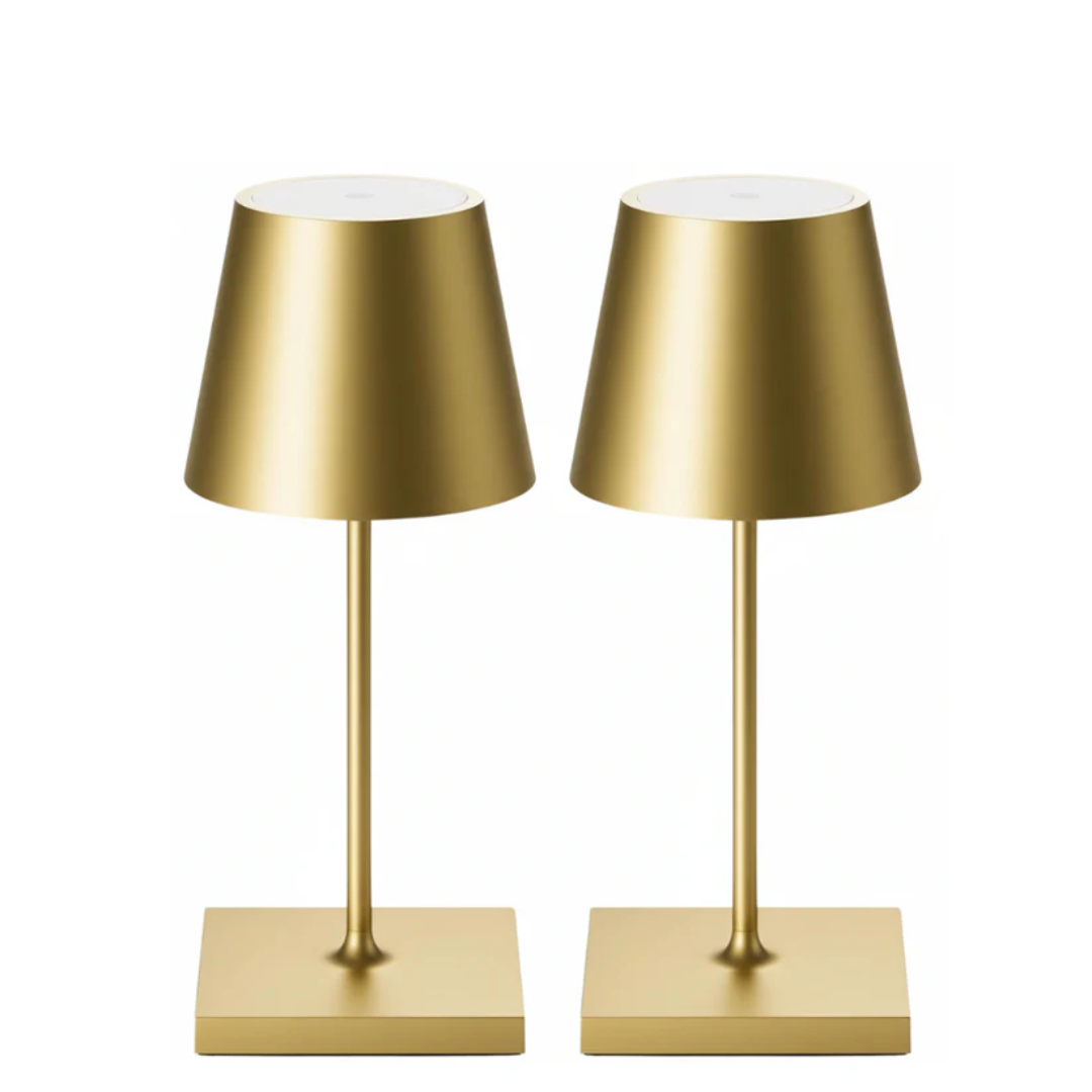 Mini Sven – Tafellamp – Oplaadbaar – Voor Binnen & Buiten – 26 cm – Goud - 2 Stuks