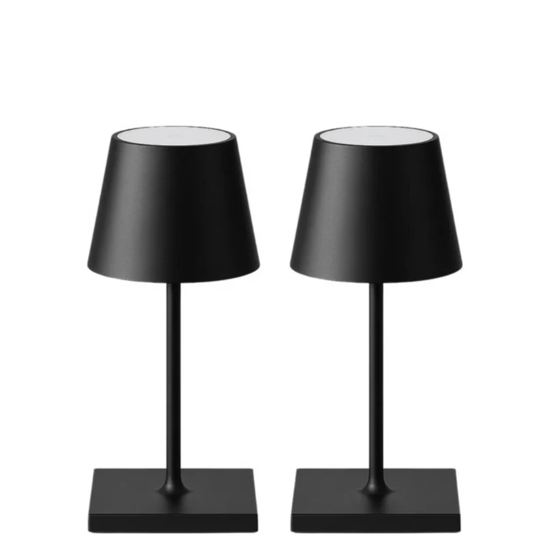 Mini Sven – Tafellamp – Oplaadbaar – Voor Binnen & Buiten – 26 cm – Zwart - 2 Stuks