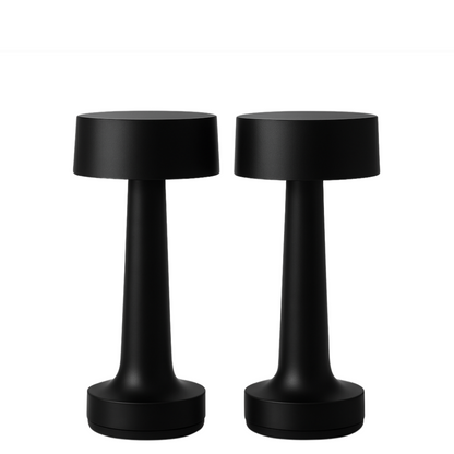 Romy – Tafellamp – Oplaadbaar – Voor Binnen & Buiten – 21 cm – Zwart - 2 Stuks