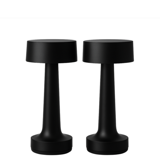 Romy – Tafellamp – Oplaadbaar – Voor Binnen & Buiten – 21 cm – Zwart - 2 Stuks